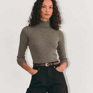 Everlane Lux ribbed turtleneck - Size XL - Heathered Fatigue color